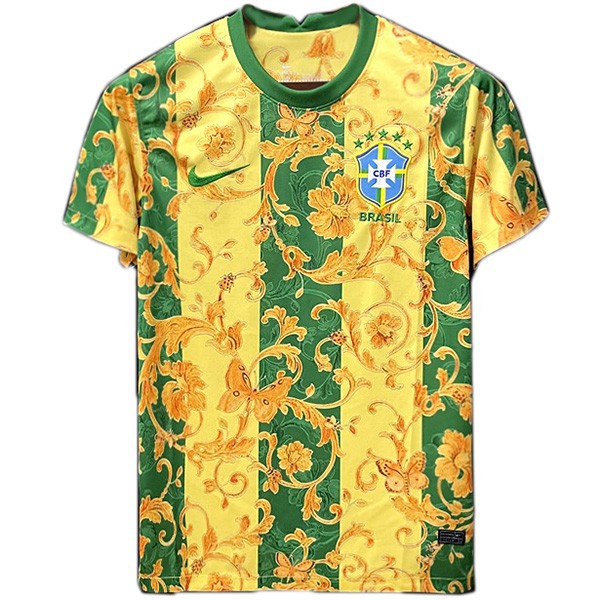 Brazil special edition jersey pre-match training soccer uniform men's football kit yellow top shirt 2022